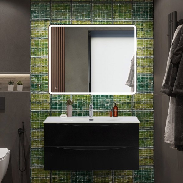 Мебель для ванной комнаты BelBagno Marino-cer-n 100 подвесная, nero lucido