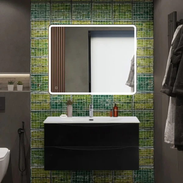 Мебель для ванной комнаты BelBagno Marino-cer-n 100 подвесная, nero lucido