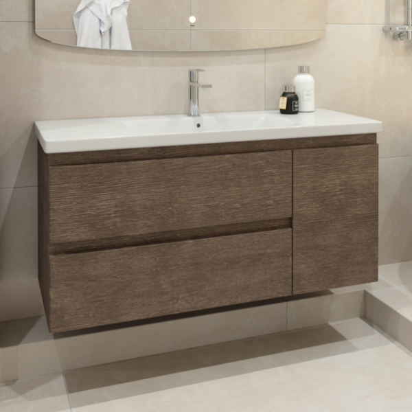 Тумба с раковиной Caprigo Forte 120 R подвесная, шоколадный орех