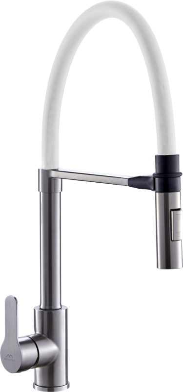 Смеситель для кухни Fashun A54511-8 с гибким изливом, сатин, белый