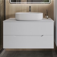 Тумба с раковиной Orange Line 100 подвесная, 2 ящика, матовая белая с раковиной B04-600W