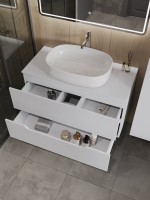 Тумба с раковиной Orange Line 100 подвесная, 2 ящика, матовая белая с раковиной B04-600W