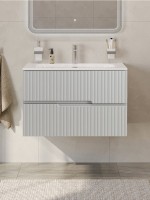 Тумба под раковину без столешницы Cezares Duet-n 80 подвесная, 2 ящика, жемчужная серая