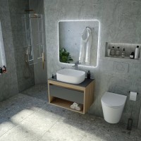 Тумба с раковиной Teymi Ritta 65 дуб эврика, матовый графит, раковина Solli 51