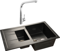 Комплект Мойка GranFest Quadro Q-775 KL черная + Смеситель MEGA Mega Комплект Мойка GranFest Quadro Q-775 KL черная + Смеситель MEGA Mega