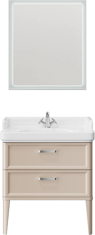 Тумба под раковину KERAMA MARAZZI Pompei 80 с 2 ящиками, камео бежевая глянцевая