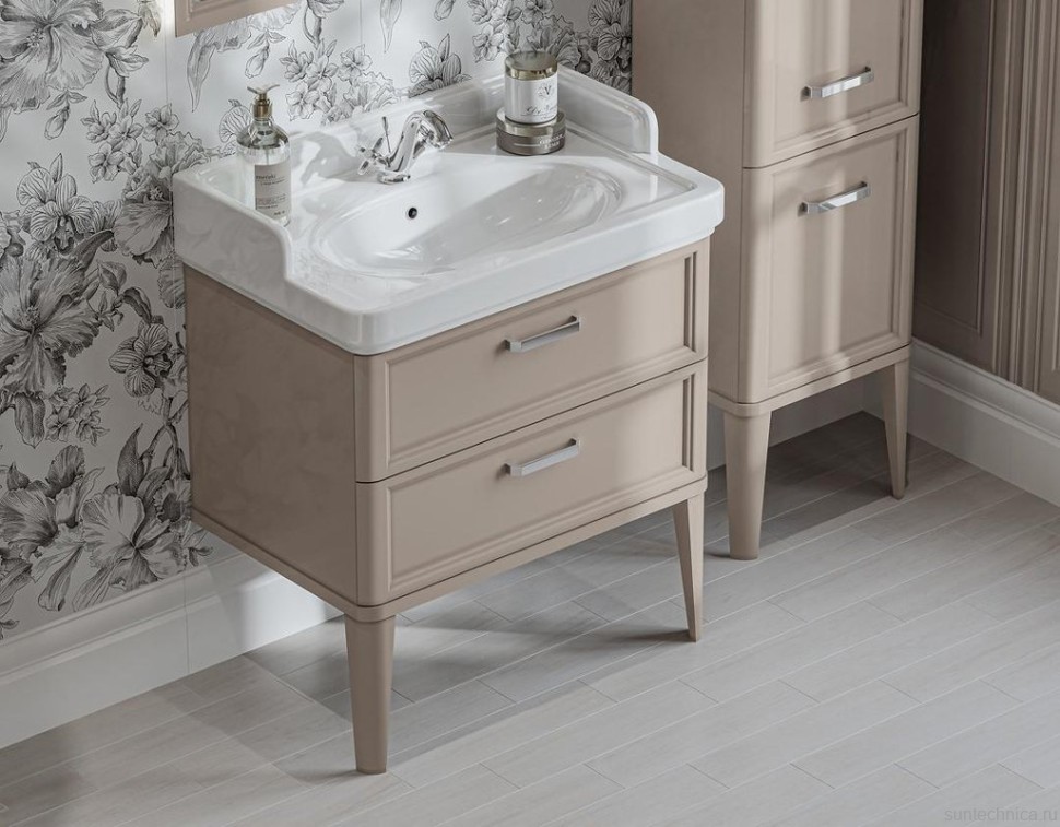 Тумба под раковину KERAMA MARAZZI Pompei 80 с 2 ящиками, камео бежевая глянцевая