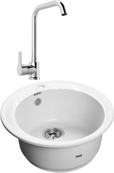 Комплект Мойка GranFest Rondo GF-R520 иней + Смеситель MEGA Ege MG-PL10 хром