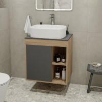 Тумба с раковиной Teymi Nura 60 дуб эврика, матовый графит, раковина Solli 51