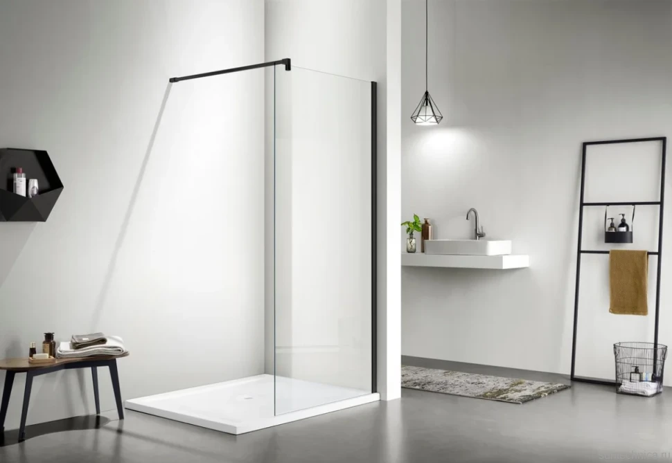 Душевая перегородка AQUATEK AQ WIW 10020BL 100x200 см, черный матовый профиль