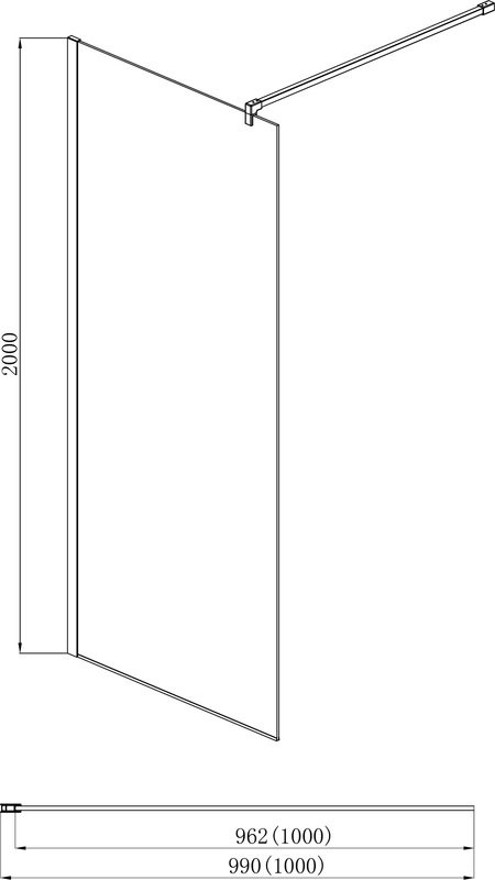 Душевая перегородка AQUATEK AQ WIW 10020BL 100x200 см, черный матовый профиль