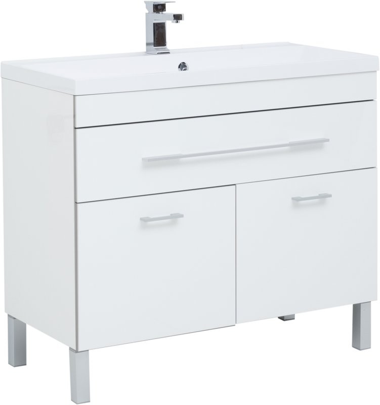 Мебель для ванной комнаты Aquanet Верона 100 белая, 1 ящик, 2 двери