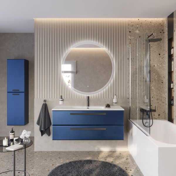 Мебель для ванной комнаты Cezares Eco Cer-N 120 sapfiro, раковина Duet 120, ручки матовые черные