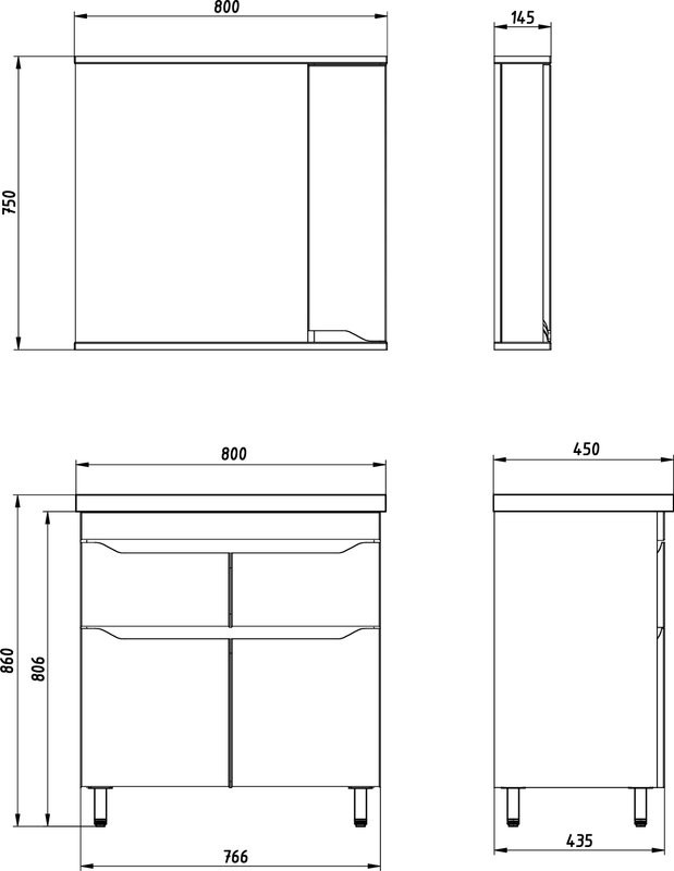 Тумба с раковиной ASB-Mebel Бари 80-2.2 белая