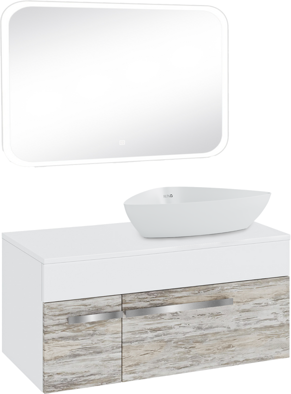 Мебель для ванной комнаты Runo Вудлайн 100 скандинавский дуб, раковина Terzo 60