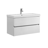 Тумба с раковиной Belux Бостон 90 подвесная, белая глянцевая, 2 ящика