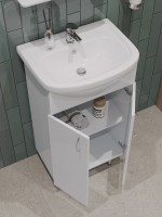 Тумба с раковиной Orange Samara 45 белый глянец, со смесителем