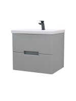 Тумба с раковиной SanStar Ориана 50 подвесная, серая, раковина Kirovit Фостер 50