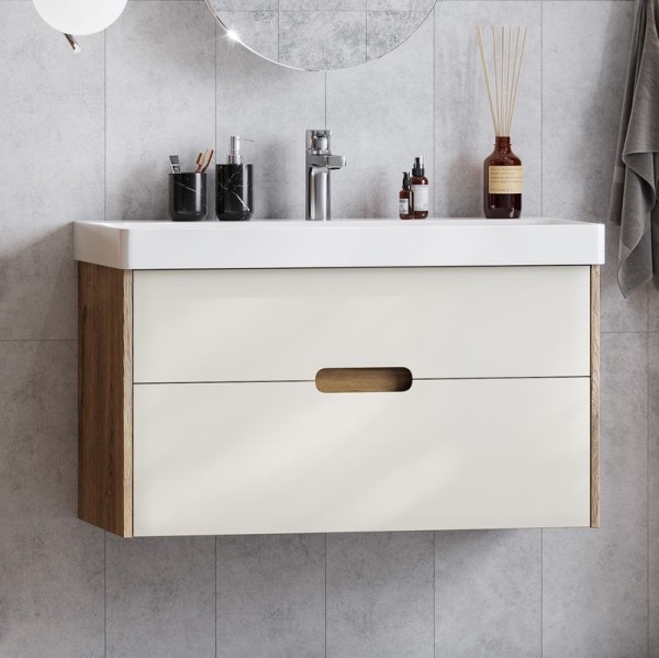 Тумба под раковину AQUATON Оливия 90 бежевый/дуб велл
