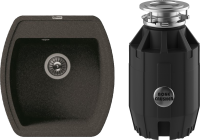 Комплект Мойка Florentina Нире 480 черный + Измельчитель Bone Crusher BC 910-AS