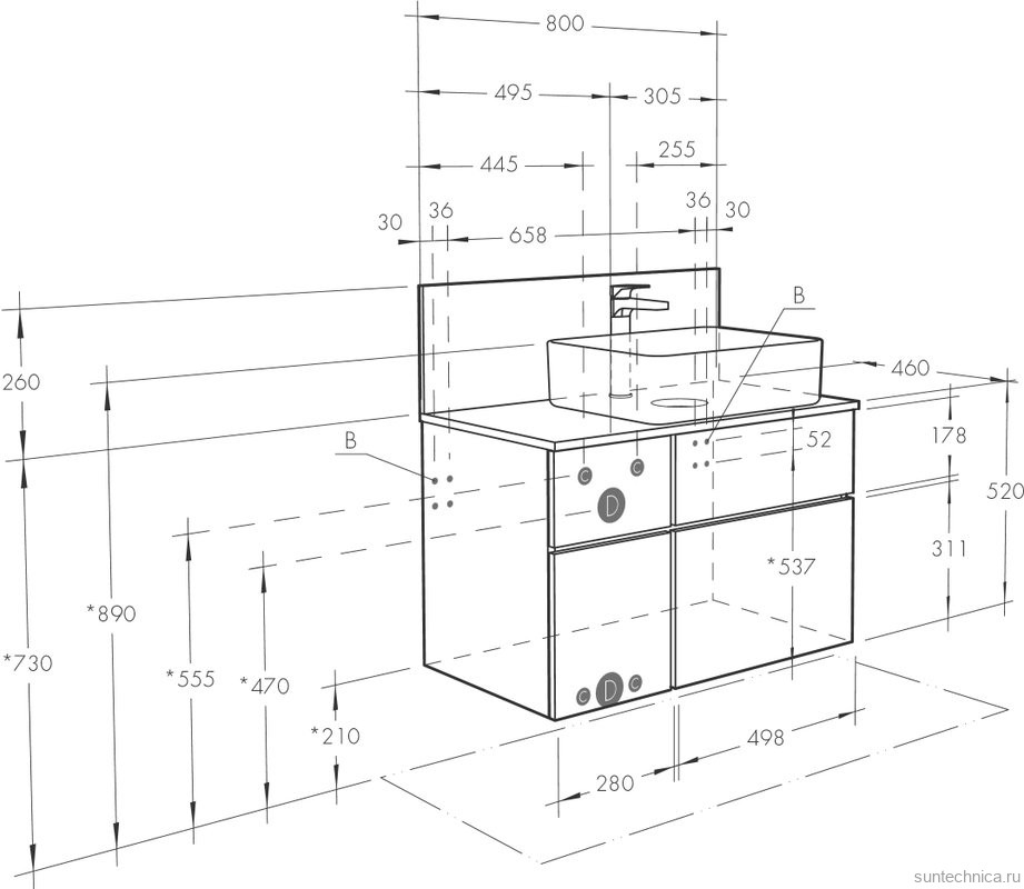 Мебель для ванной комнаты AQUATON Мишель 80 дуб рустикальный, раковина Mila 40