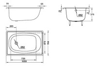 Стальная ванна BLB Europa mini B15E22001 105x70 см, пристенная, на ножках APMSTDBL1