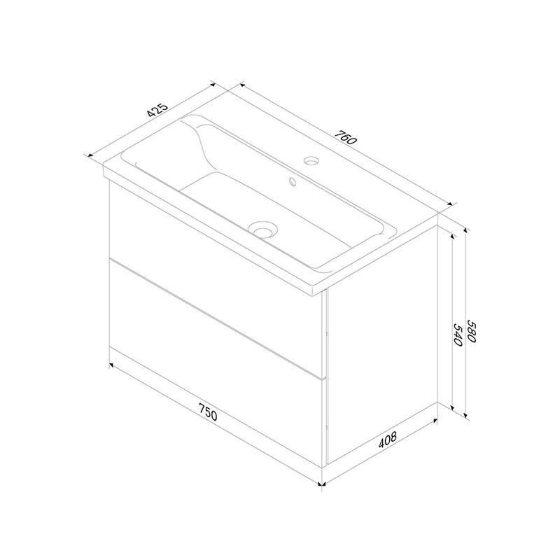 Тумба под раковину без столешницы AM.PM Gem 75 орех, подвесная