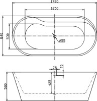 Акриловая ванна BelBagno BB14 180x85 см, отдельностоящая, белая, овальная