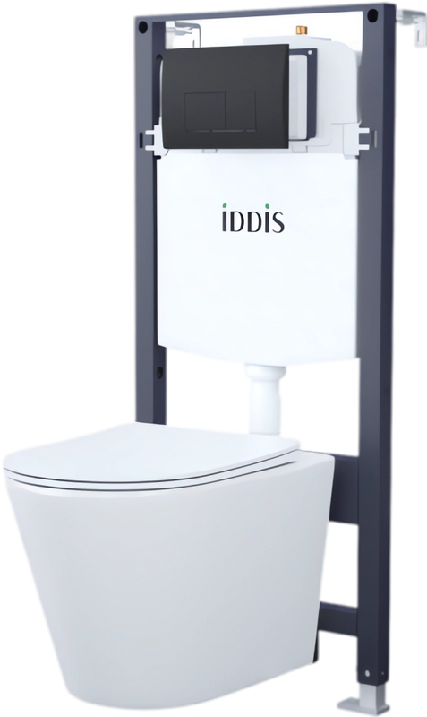 Комплект IDDIS BASC020i73 Унита подвесной, с микролифтом + Система инсталляции + Кнопка смыва черная матовая
