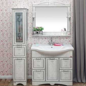 Мебель для ванной Sanflor Адель 100, белая, патина серебро