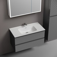 Мебель для ванной комнаты Sancos Folk 90 grey soft, раковина CN7002