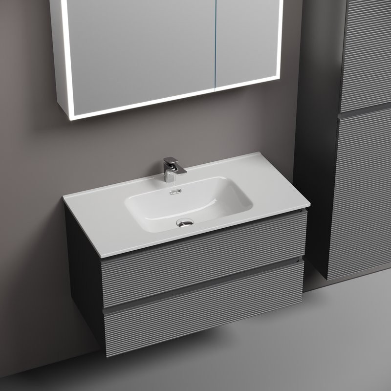 Мебель для ванной комнаты Sancos Folk 90 grey soft, раковина CN7002