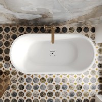 Ванна из искусственного камня Salini Perla 1049101G 170x80 см, отдельностоящая, белая, овальная, с донным клапаном