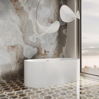 Ванна из искусственного камня Salini Perla 1049101G 170x80 см, отдельностоящая, белая, овальная, с донным клапаном