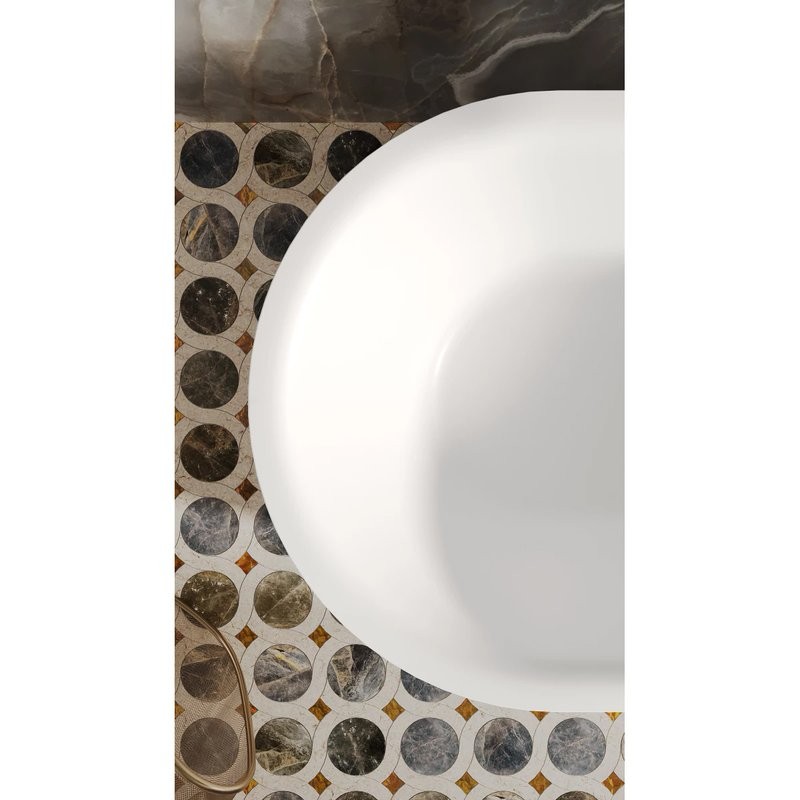 Ванна из искусственного камня Salini Perla 1049101G 170x80 см, отдельностоящая, белая, овальная, с донным клапаном