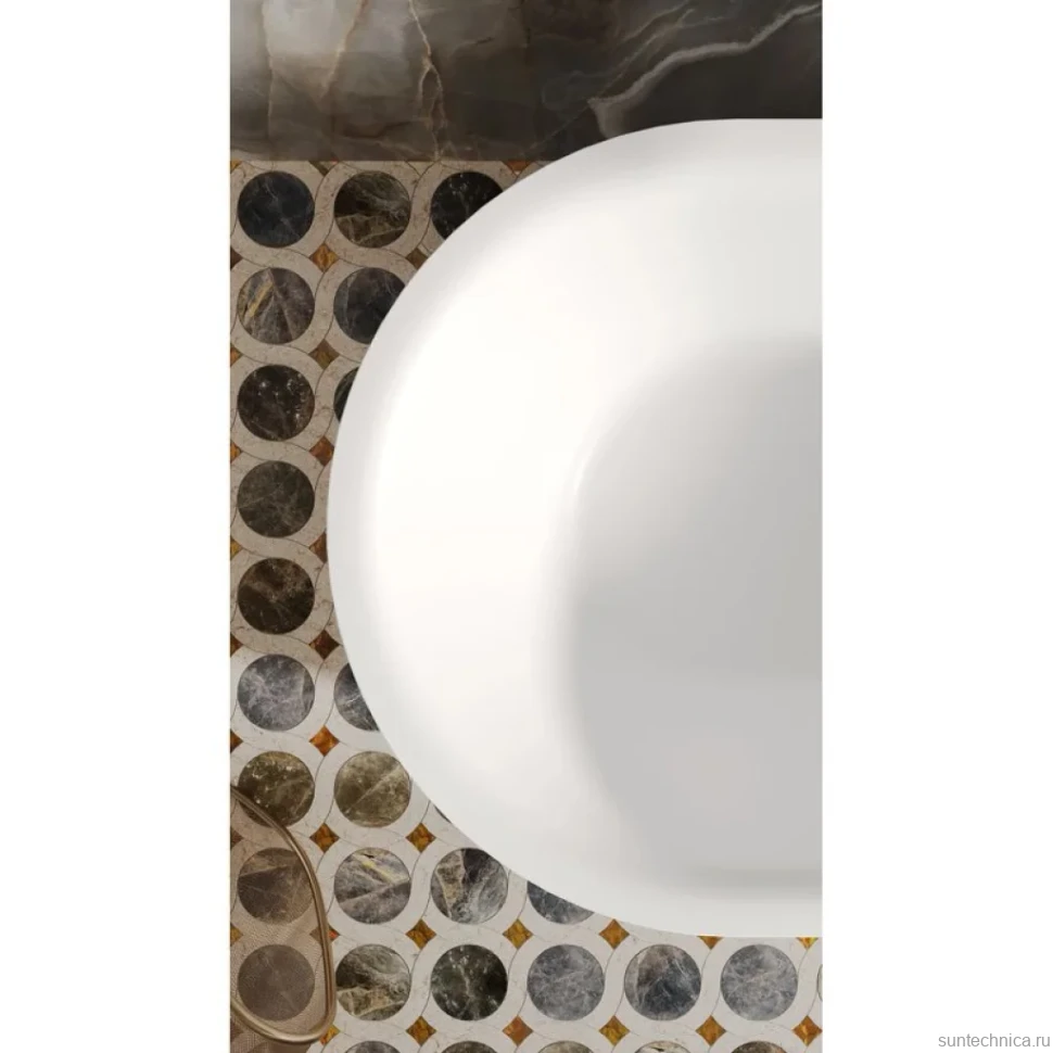 Ванна из искусственного камня Salini Perla 1049101G 170x80 см, отдельностоящая, белая, овальная, с донным клапаном