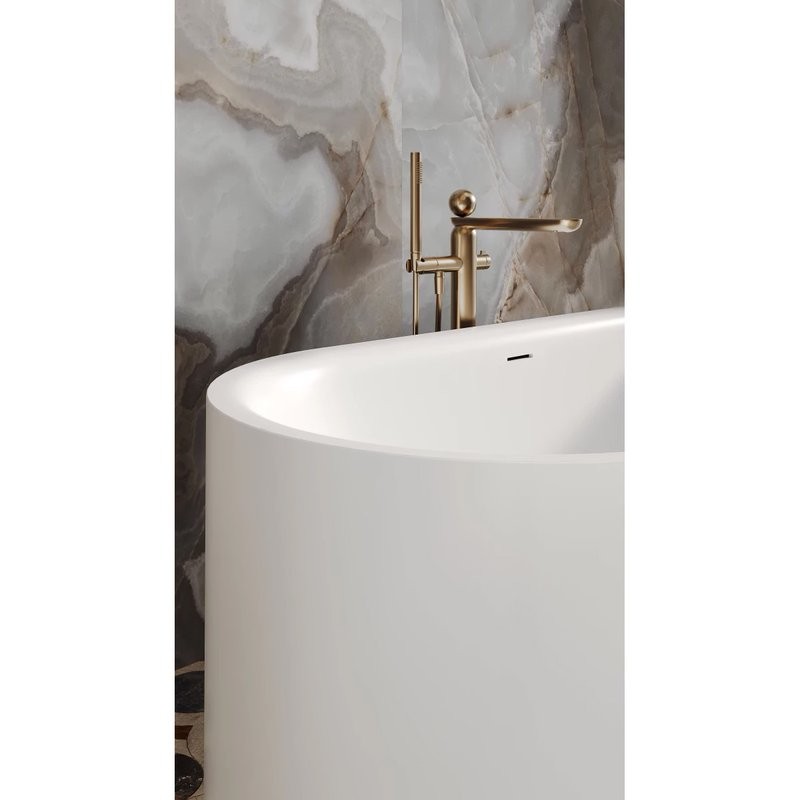 Ванна из искусственного камня Salini Perla 1049101G 170x80 см, отдельностоящая, белая, овальная, с донным клапаном