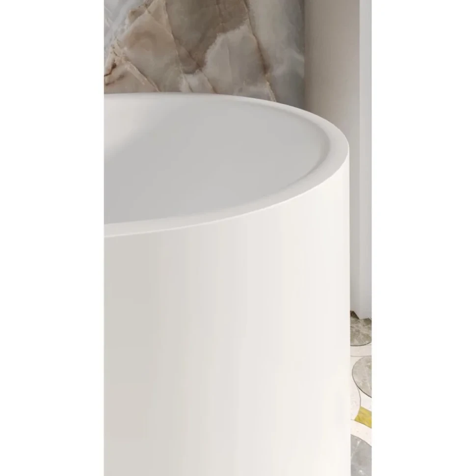 Ванна из искусственного камня Salini Perla 1049101G 170x80 см, отдельностоящая, белая, овальная, с донным клапаном