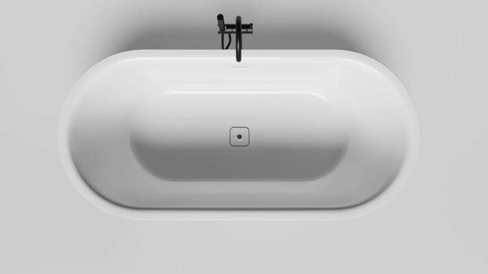 Ванна из искусственного камня Salini Perla 1049101G 170x80 см, отдельностоящая, белая, овальная, с донным клапаном