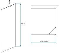 Душевая перегородка RGW Walk In WA-102B 120x195, профиль черный, стекло прозрачное 6 мм