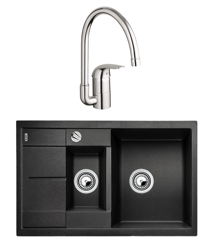 Комплект Мойка Blanco Metra 6 S Compact антрацит + Смеситель Grohe Euroeco