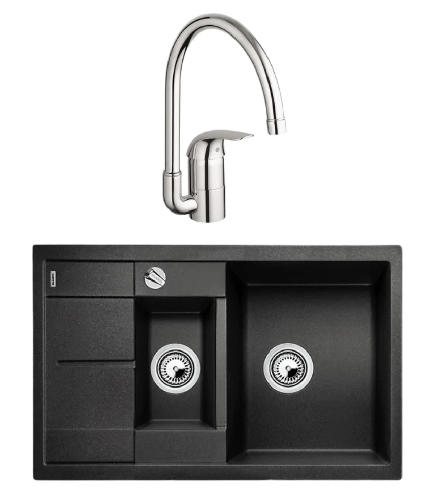 Комплект Мойка Blanco Metra 6 S Compact антрацит + Смеситель Grohe Euroeco