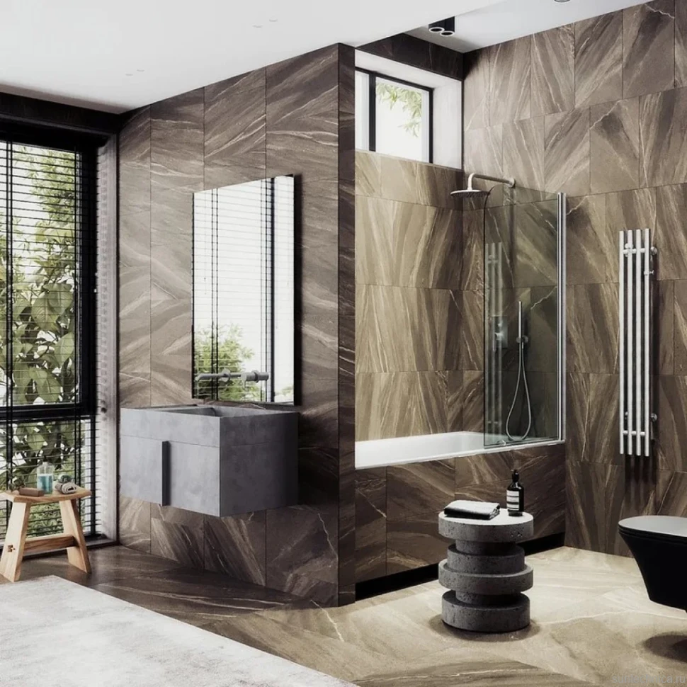 Шторка на ванну Maybahglass MGV-596-5 40x140, профиль матовый хром, стекло прозрачное
