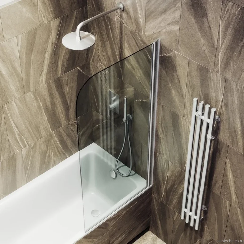 Шторка на ванну Maybahglass MGV-596-5 40x140, профиль матовый хром, стекло прозрачное