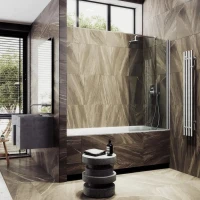 Шторка на ванну Maybahglass MGV-596-5 40x140, профиль матовый хром, стекло прозрачное
