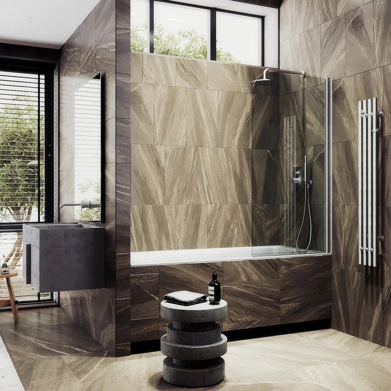 Шторка на ванну Maybahglass MGV-596-5 40x140, профиль матовый хром, стекло прозрачное