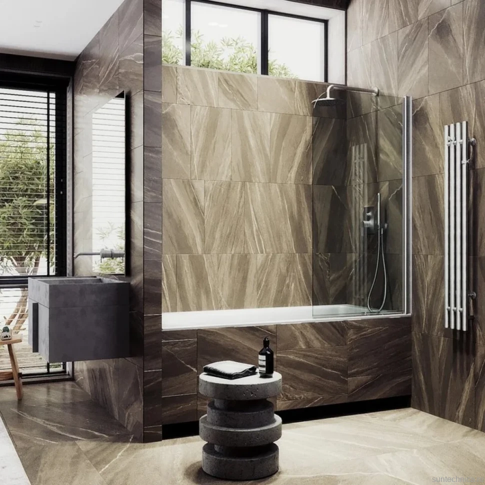 Шторка на ванну Maybahglass MGV-596-5 40x140, профиль матовый хром, стекло прозрачное