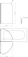 Шторка на ванну Maybahglass MGV-596-5 40x140, профиль матовый хром, стекло прозрачное