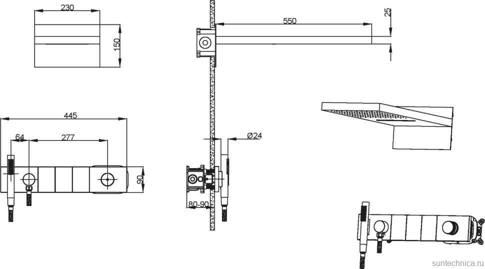 Душевой комплект Boheme Zodiac 132-2-B С ВНУТРЕННЕЙ ЧАСТЬЮ, black