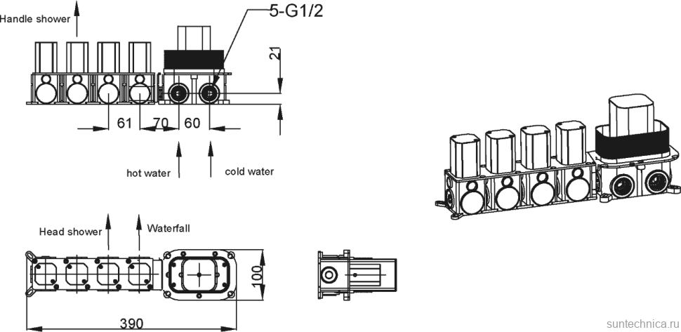Душевой комплект Boheme Zodiac 132-2-B С ВНУТРЕННЕЙ ЧАСТЬЮ, black